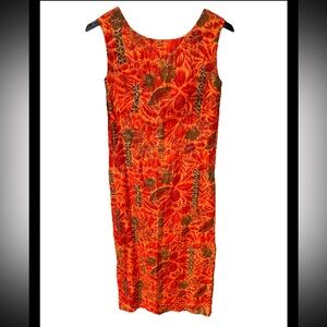 Vintage Women’s Maxi Dress Hookano Hawaii Bright Beautiful Bark Cloth Sz S